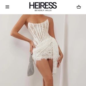Heiress Beverley Hills White Lace Corset Draped Mini Dress